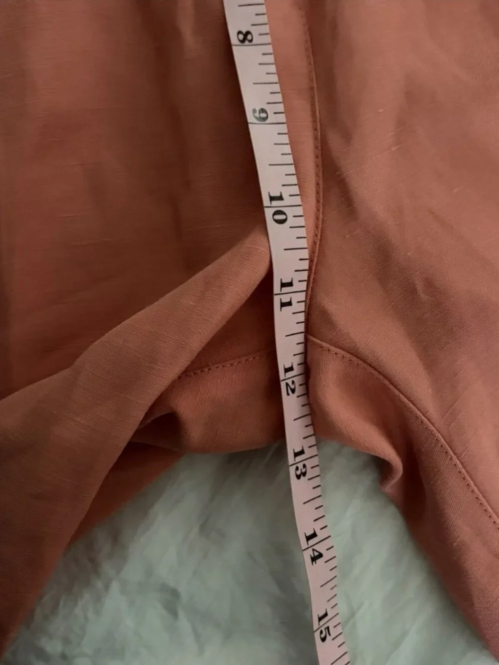 Sezane Women’s Cropped Coral Orange Wide Leg Linen Blend Pants Size 34/ US 2
